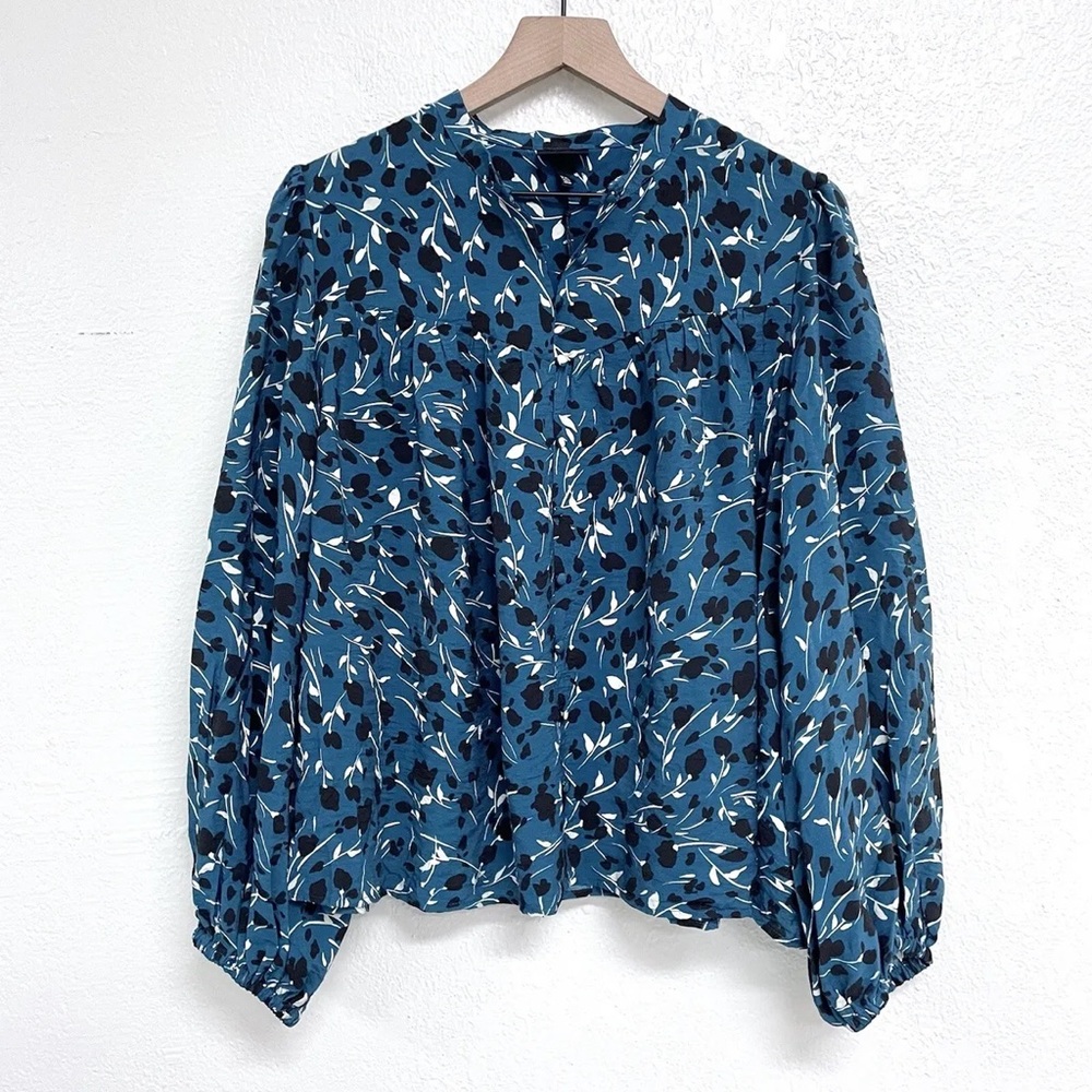Teal Balloon Sleeve Blouse - XXL